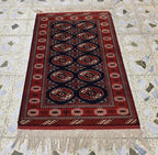 3x5 Ahal Gul Handwoven Afghan Wall Hanging Rug, Turkmen Handwoven Oriental Wool Rug, Living Room Rug, Bedroom Rug, Office Decor Rug