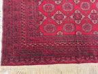 4x6 Vintage Afghan Handwoven Kawdani Rug, Turkmen Red Oriental Wool Rug, Living Room Rug, Bedroom Rug, Farmhouse Rug 197x124 cm