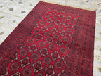 4x6 Vintage Afghan Handwoven Kawdani Rug, Turkmen Red Oriental Wool Rug, Living Room Rug, Bedroom Rug, Farmhouse Rug 197x124 cm