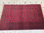 4x6 Vintage Afghan Handwoven Kawdani Rug, Turkmen Red Oriental Wool Rug, Living Room Rug, Bedroom Rug, Farmhouse Rug 197x124 cm