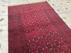 4x6 Vintage Afghan Handwoven Kawdani Rug, Turkmen Red Oriental Wool Rug, Living Room Rug, Bedroom Rug, Farmhouse Rug 197x124 cm