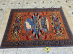 5.9x4.1 Handmade Persian Afghan Famous Building, Perfect for Office Decor, Afghan Restaurant's, Embassies also for Living Room Decor