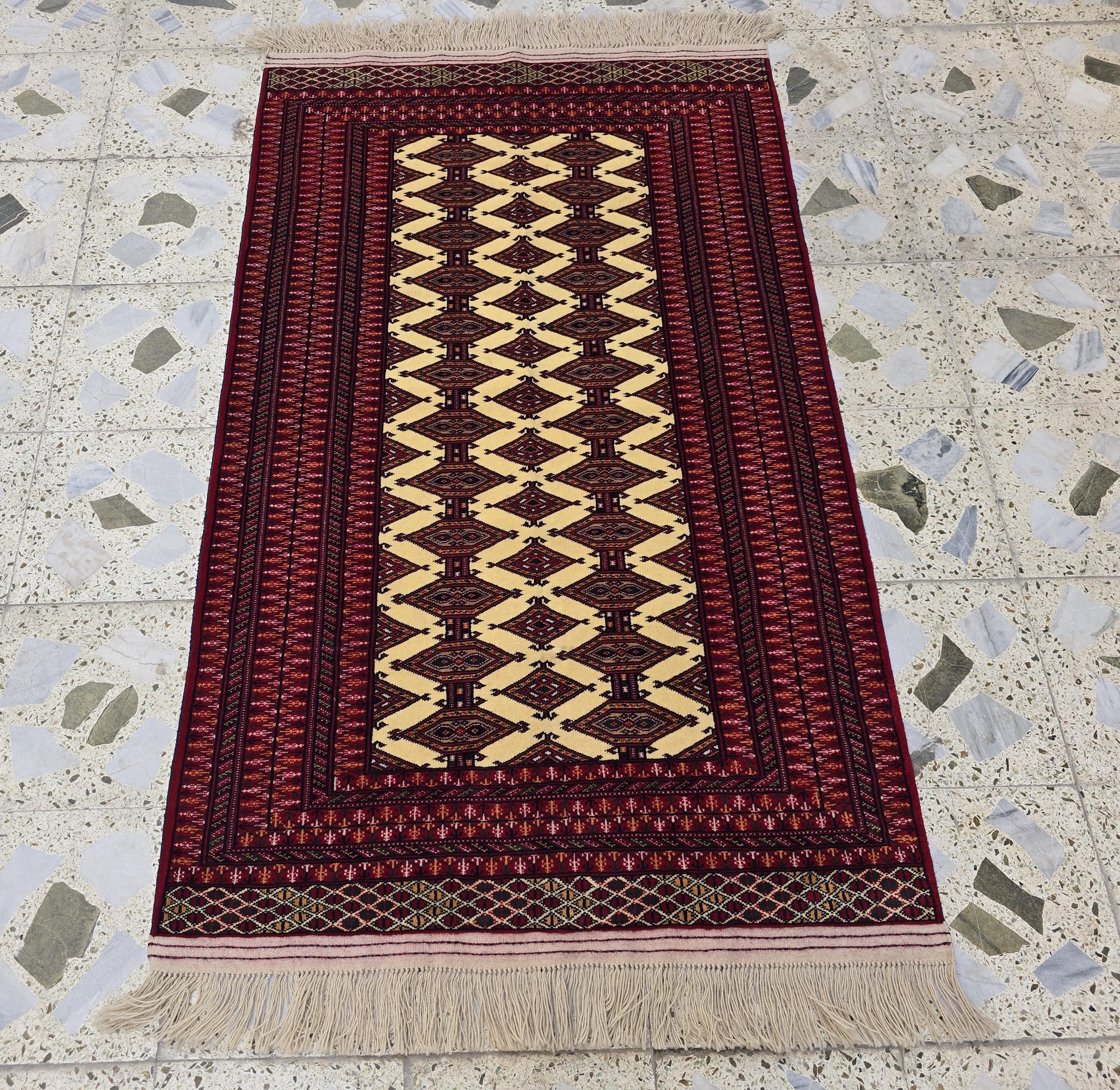 3x5 Zahir Shahi Afghan Handmwoven Rug, Turkmen Wool Wall Hanging Decorative Rug, Perfect for Living Room Decor, Office Or Bedroom Decor
