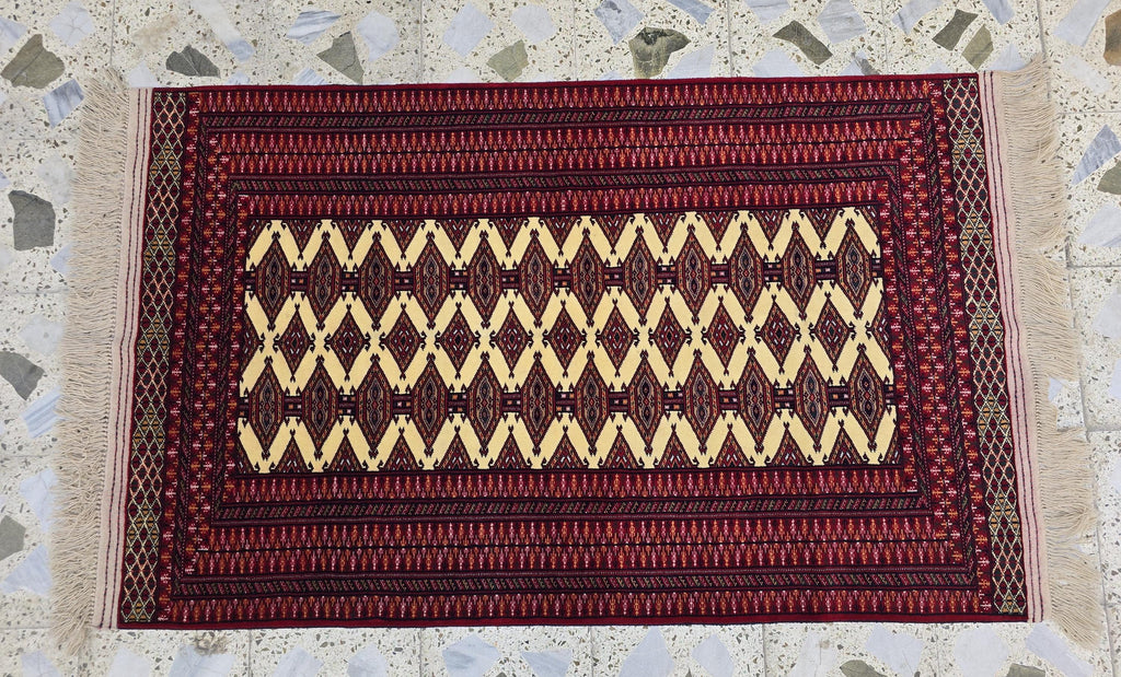 3x5 Zahir Shahi Afghan Handmwoven Rug, Turkmen Wool Wall Hanging Decorative Rug, Perfect for Living Room Decor, Office Or Bedroom Decor