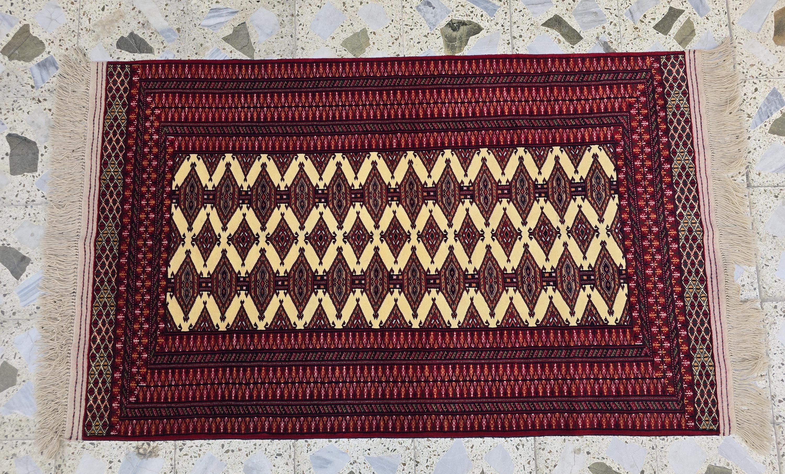 3x5 Zahir Shahi Afghan Handmwoven Rug, Turkmen Wool Wall Hanging Decorative Rug, Perfect for Living Room Decor, Office Or Bedroom Decor