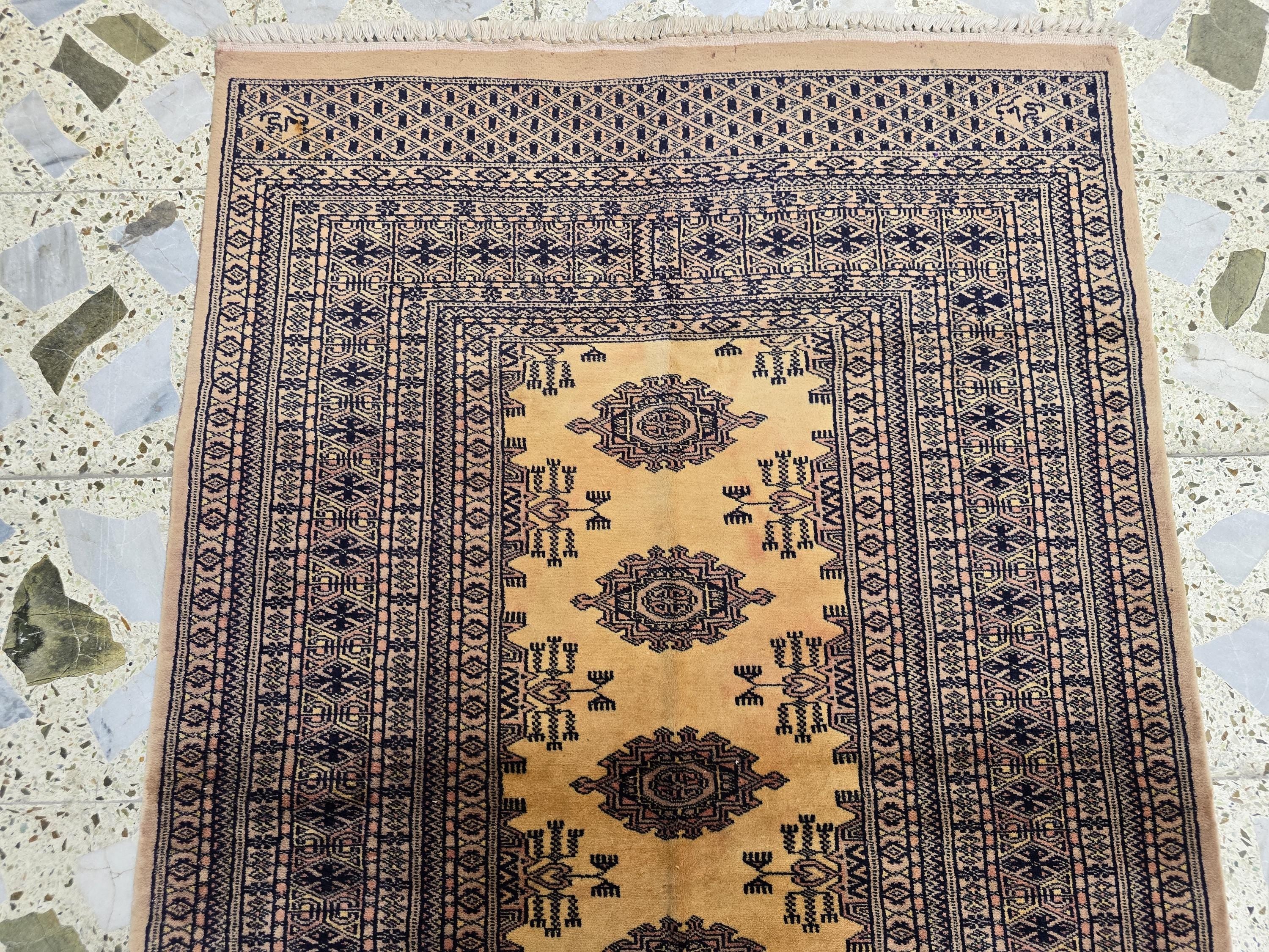 3x5 Vintage Afghan Handwoven Rug, Turkmen Tribal Geometric Wool Rug, Wall Hanging Rug, Perfect for Bedroom, Office, Living Room Decor