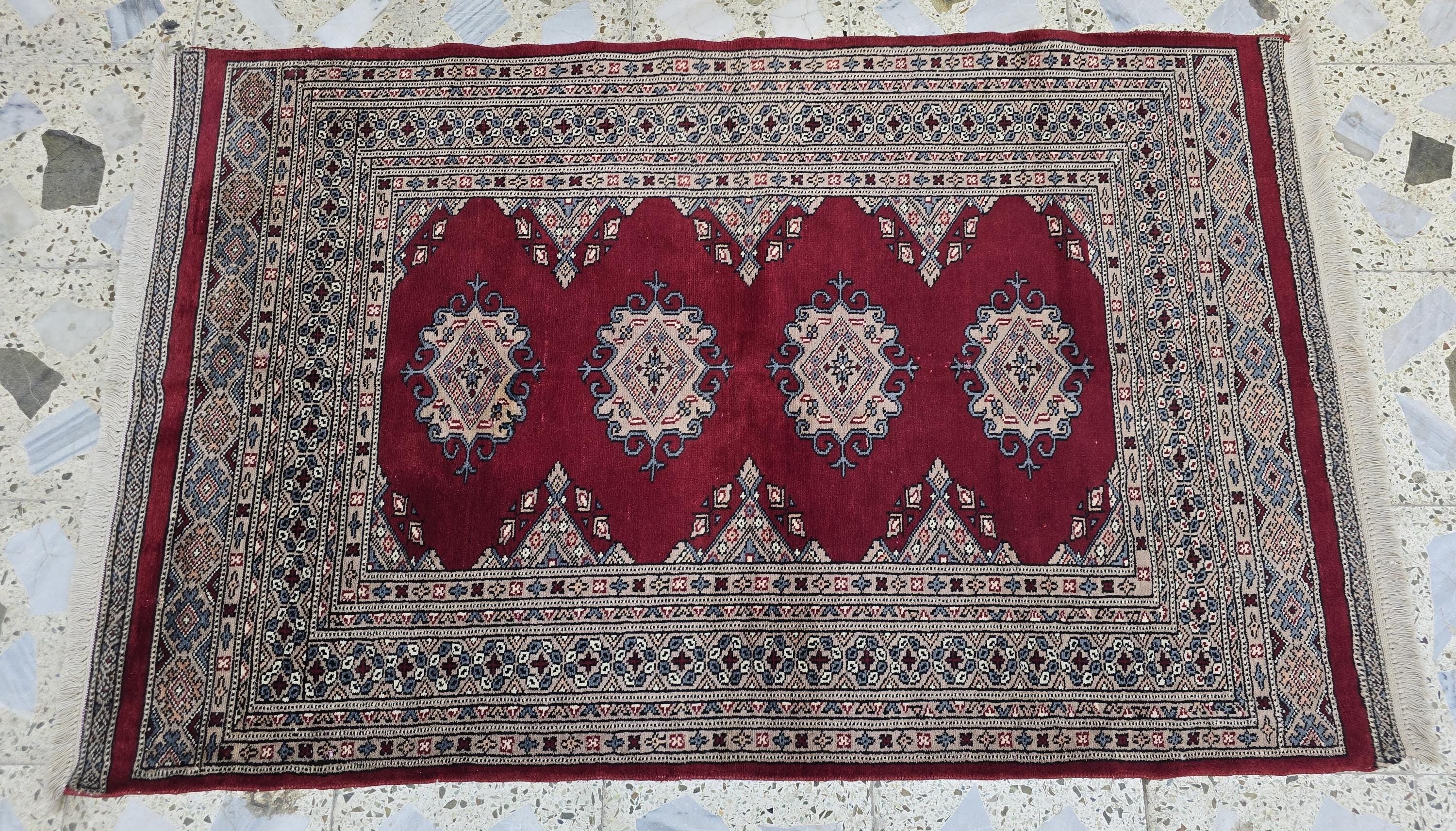 3x5 vintage Afghan Handwoven Rug, Turkmen Wool Area Rug, Geometric Tradition Pattern, Wall Hanging Decor, Entrance Rug, Bedroom Rug