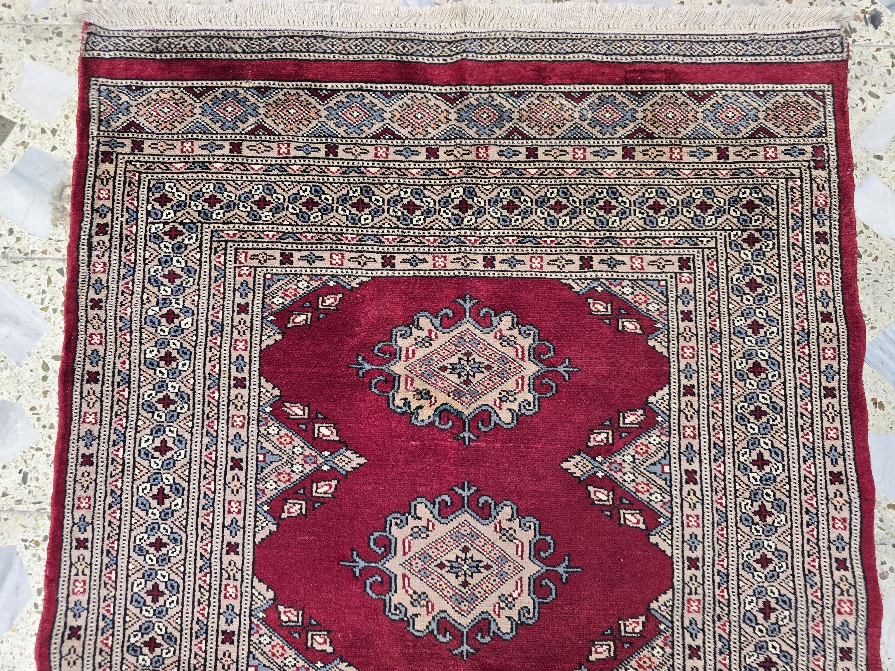 3x5 vintage Afghan Handwoven Rug, Turkmen Wool Area Rug, Geometric Tradition Pattern, Wall Hanging Decor, Entrance Rug, Bedroom Rug
