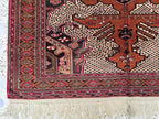 4x5 Vintage Square Handwoven Rug. Turkmen Wool Area Rug, Geometric Tribal Pattern, Perfect for Living Room, Bedroom, Dining Table Rug