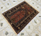 Handwoven Prayer Mat 3.6x2.6ft, Turkmen Wool Handmade Rugs, Wall Hanging Rug, Collectible Afghan Rug