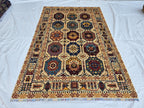 6x8ft Afghan Kazak Rug – Hand-Knotted Wool Area Rug, Tribal Geometric Design, Multicolor Carpet for Living Room or Office, Bedroom Rug