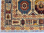 6x8ft Afghan Kazak Rug – Hand-Knotted Wool Area Rug, Tribal Geometric Design, Multicolor Carpet for Living Room or Office, Bedroom Rug