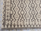 6x8ft, Vintage Kilim Rug – Handwoven Tribal Wool Flatweave in Neutral Beige & Brown –Boho Living Room Rug, Large Area Decor, Collectible Rug