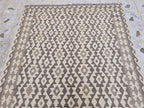 6x8ft, Vintage Kilim Rug – Handwoven Tribal Wool Flatweave in Neutral Beige & Brown –Boho Living Room Rug, Large Area Decor, Collectible Rug