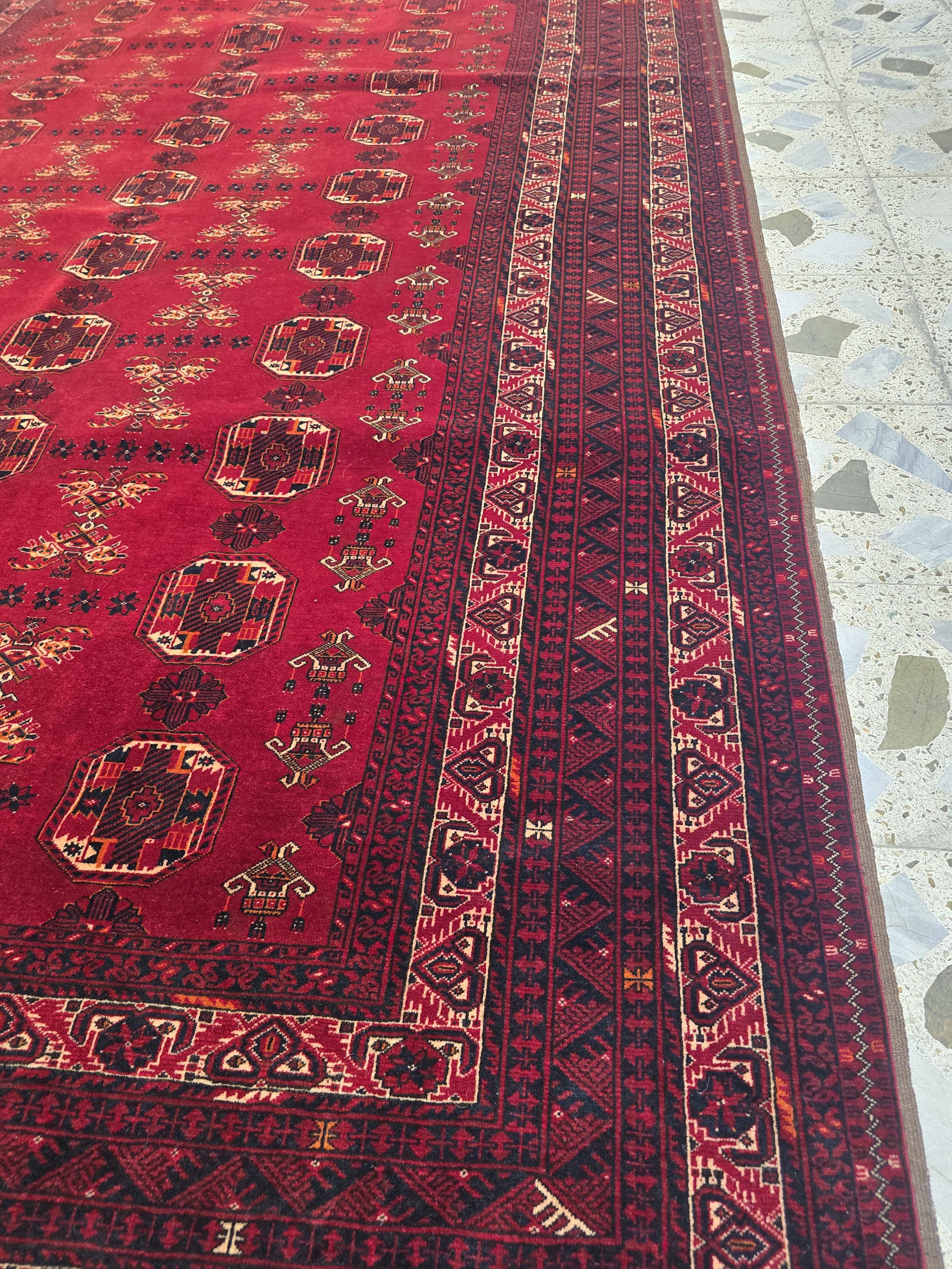 1960s Vintage Waziri Rug 10x6ft –Handwoven Tribal Wool Carpet – Boho Decor, Ethnic Collectible Area Rug, Warm Red & Earth Tone Afghan Rug