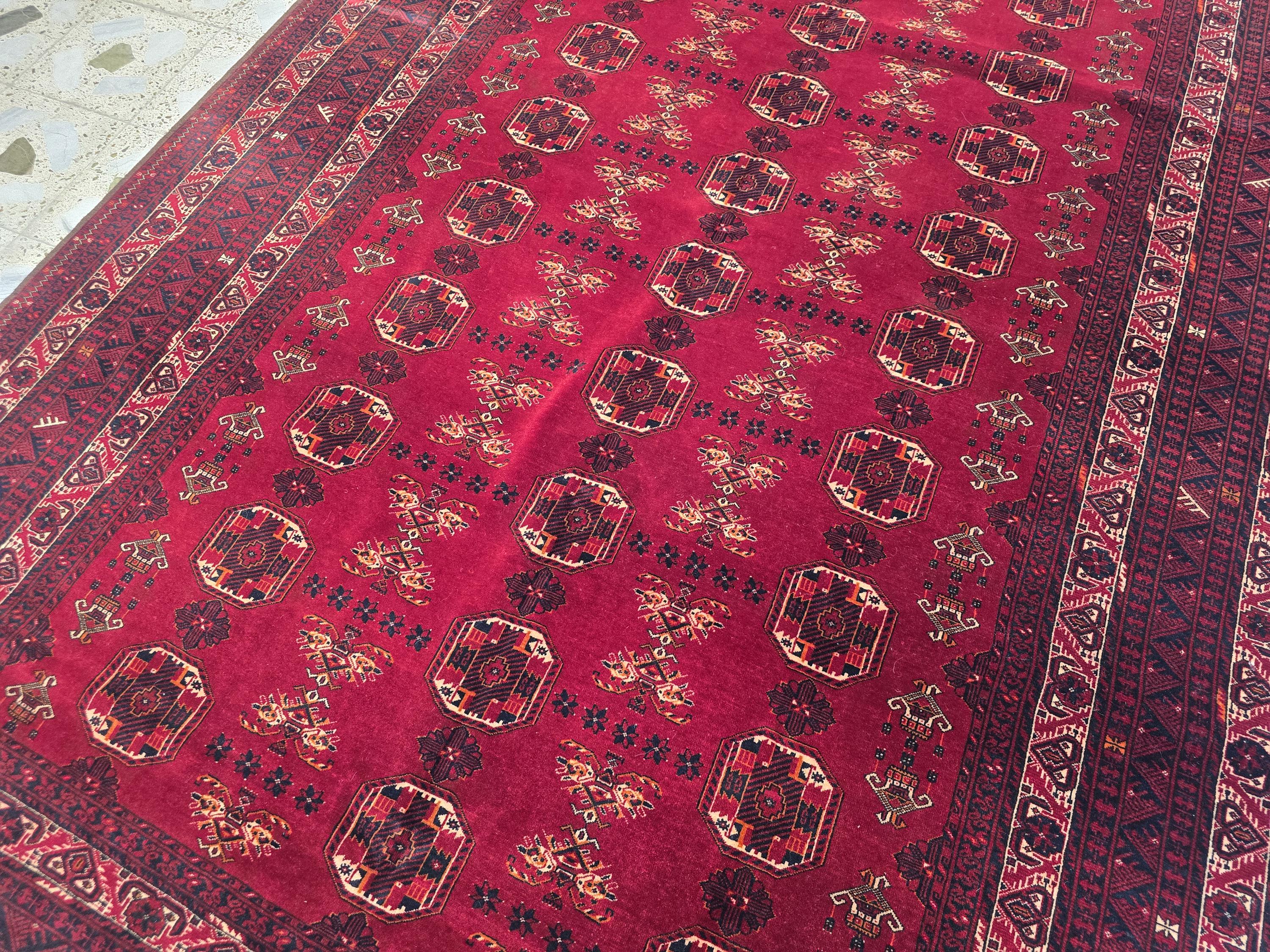 1960s Vintage Waziri Rug 10x6ft –Handwoven Tribal Wool Carpet – Boho Decor, Ethnic Collectible Area Rug, Warm Red & Earth Tone Afghan Rug