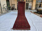 2x10 Vintage Bashiri Afghan Handmade Hallway Runner Rug, Turkmen Wool Area Rug, Long Narrow Rug For Entryway, Corridor Narrow Rug 61x315 cm