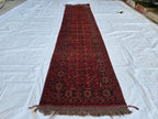 2x10 Vintage Bashiri Afghan Handmade Hallway Runner Rug, Turkmen Wool Area Rug, Long Narrow Rug For Entryway, Corridor Narrow Rug 61x315 cm