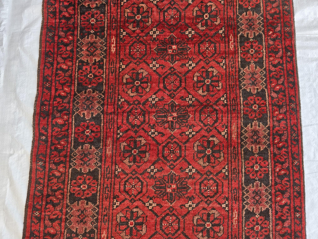 2x10 Vintage Bashiri Afghan Handmade Hallway Runner Rug, Turkmen Wool Area Rug, Long Narrow Rug For Entryway, Corridor Narrow Rug 61x315 cm