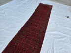 2x10 Vintage Bashiri Afghan Handmade Hallway Runner Rug, Turkmen Wool Area Rug, Long Narrow Rug For Entryway, Corridor Narrow Rug 61x315 cm