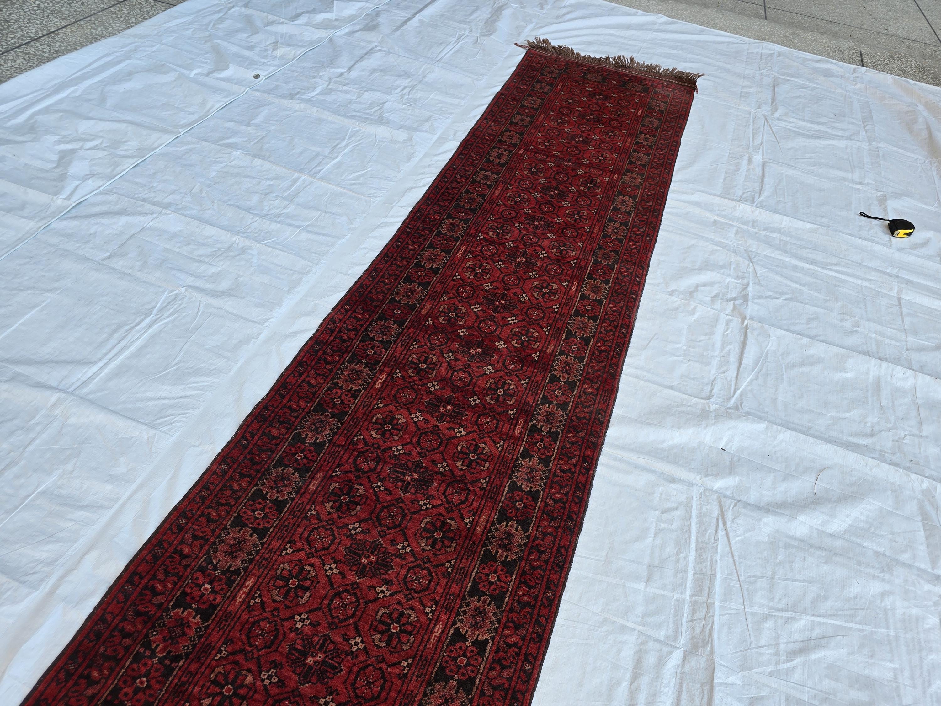 2x10 Vintage Bashiri Afghan Handmade Hallway Runner Rug, Turkmen Wool Area Rug, Long Narrow Rug For Entryway, Corridor Narrow Rug 61x315 cm