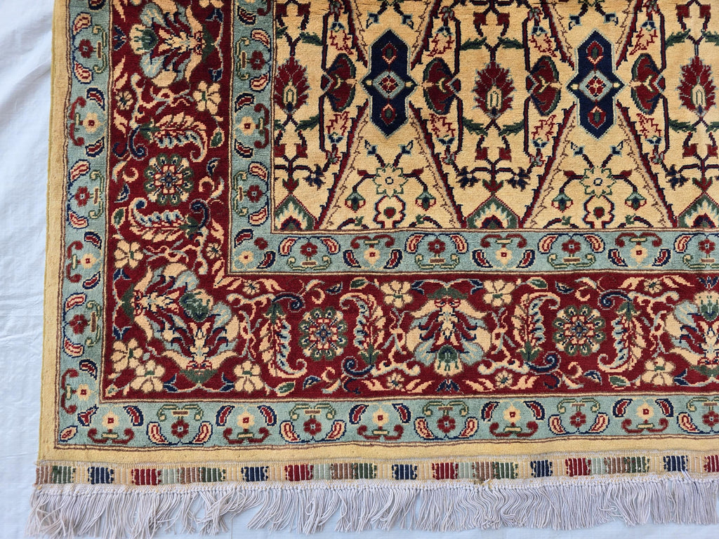 5x8ft Cream & Red Afghan Persian Rug – Hand-Knotted Floral Carpet, Wool Area Rug, Traditional Decor, Rug for Living Room, Bedroom Rug