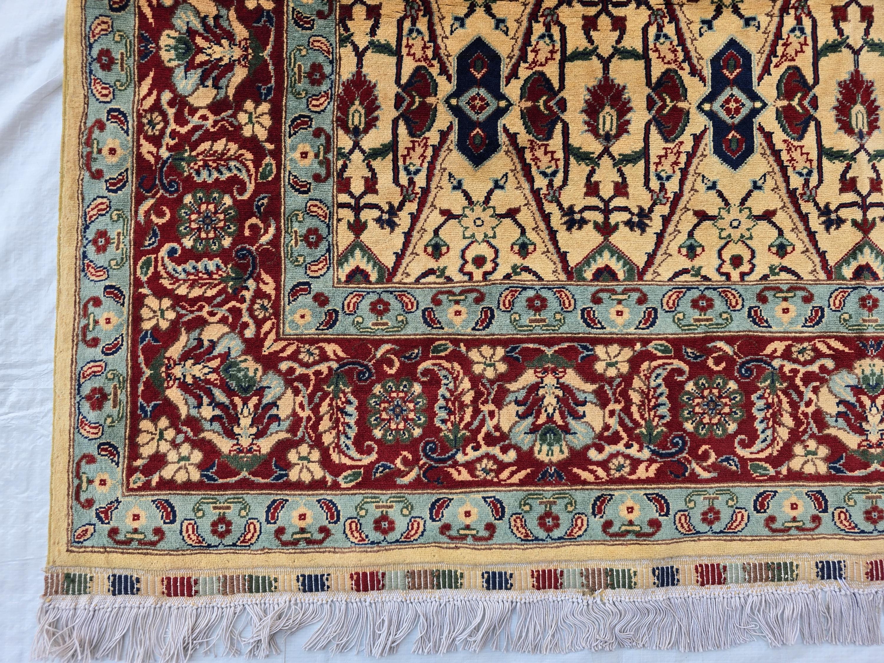 5x8ft Cream & Red Afghan Persian Rug – Hand-Knotted Floral Carpet, Wool Area Rug, Traditional Decor, Rug for Living Room, Bedroom Rug