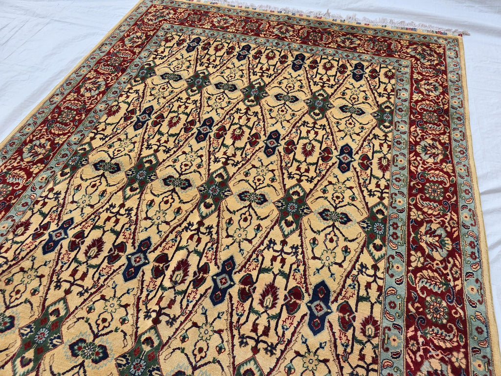 5x8ft Cream & Red Afghan Persian Rug – Hand-Knotted Floral Carpet, Wool Area Rug, Traditional Decor, Rug for Living Room, Bedroom Rug