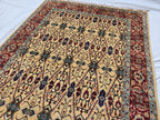 5x8ft Cream & Red Afghan Persian Rug – Hand-Knotted Floral Carpet, Wool Area Rug, Traditional Decor, Rug for Living Room, Bedroom Rug