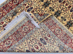 5x8ft Cream & Red Afghan Persian Rug – Hand-Knotted Floral Carpet, Wool Area Rug, Traditional Decor, Rug for Living Room, Bedroom Rug