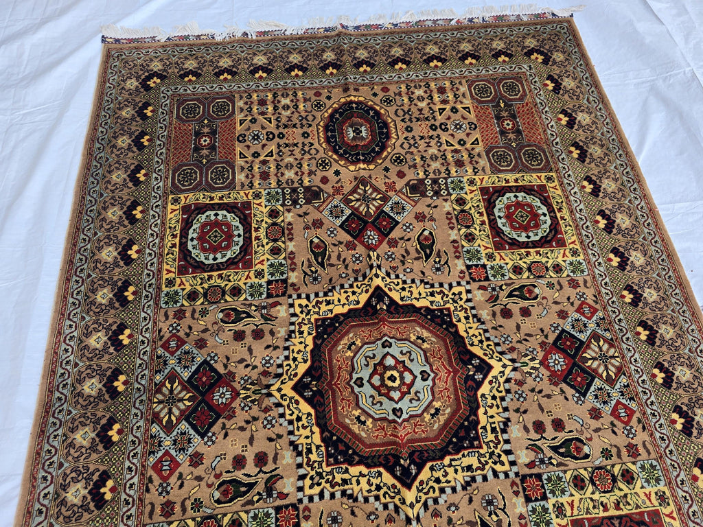 8.1 x 5.5 Mamluk Handwoven Afghan Rug, Turkmen Wool Area Vegetable Dyed Rug, High Pile Boho Home Decor Rug for Living Room, Bedroom Rug