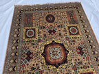8.1 x 5.5 Mamluk Handwoven Afghan Rug, Turkmen Wool Area Vegetable Dyed Rug, High Pile Boho Home Decor Rug for Living Room, Bedroom Rug