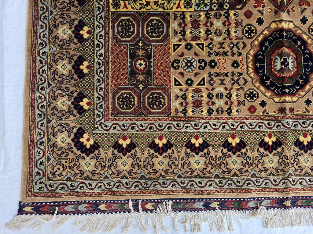 8.1 x 5.5 Mamluk Handwoven Afghan Rug, Turkmen Wool Area Vegetable Dyed Rug, High Pile Boho Home Decor Rug for Living Room, Bedroom Rug