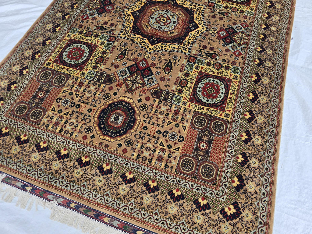 8.1 x 5.5 Mamluk Handwoven Afghan Rug, Turkmen Wool Area Vegetable Dyed Rug, High Pile Boho Home Decor Rug for Living Room, Bedroom Rug