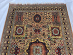 8.1 x 5.5 Mamluk Handwoven Afghan Rug, Turkmen Wool Area Vegetable Dyed Rug, High Pile Boho Home Decor Rug for Living Room, Bedroom Rug