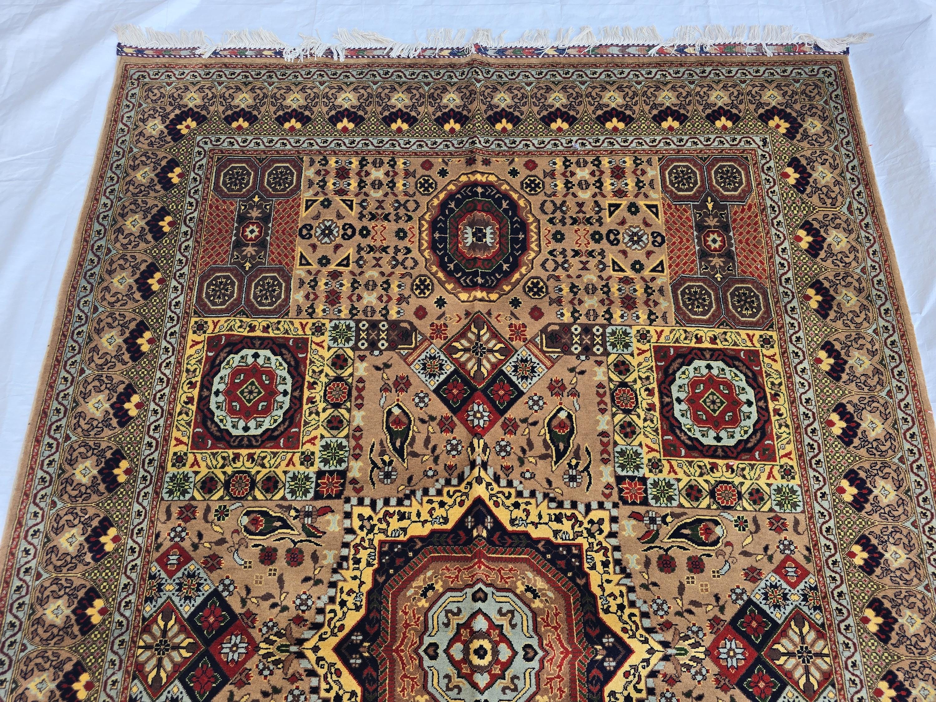 8.1 x 5.5 Mamluk Handwoven Afghan Rug, Turkmen Wool Area Vegetable Dyed Rug, High Pile Boho Home Decor Rug for Living Room, Bedroom Rug