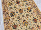 5x7ft Cream Floral Handmade Afghan Rug – Traditional Wool Area Carpet –Turkmen Oriental Design, Decorative Boho Living Room Rug, Bedroom Rug