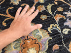 5x7ft Black Floral Afghan Rug – Handmade Wool Area Carpet – Botanical Design – Traditional Oriental Floor Rug – Boho Home Decor, Bedroom Rug
