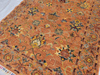 5x6ft Rust Floral Afghan Rug – Handmade Wool Oriental Carpet – Turkmen Botanical Design –Traditional Persian Style Area Rug, Living Room Rug