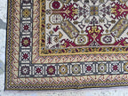 Shirvan Handwoven 4x7ft Vintage Afghan Rug, Geometric light beige and red Wool Area Rug, Living Room Rug, Bedroom Rug