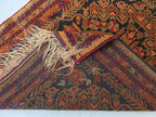 Vintage Persian Runner Rug 90 Years Old – Handwoven Tribal Herati Design – Long Narrow Hallway Rug 12.6x2.8 ft – Wool Oriental Rug