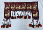 Handmade Afghan Tribal Wall Hanging Animal Print– Wool Textile with Tassels – 4.2 x 1.1 ft – Red & Cream Ethnic Decor – Nomadic Wall Art