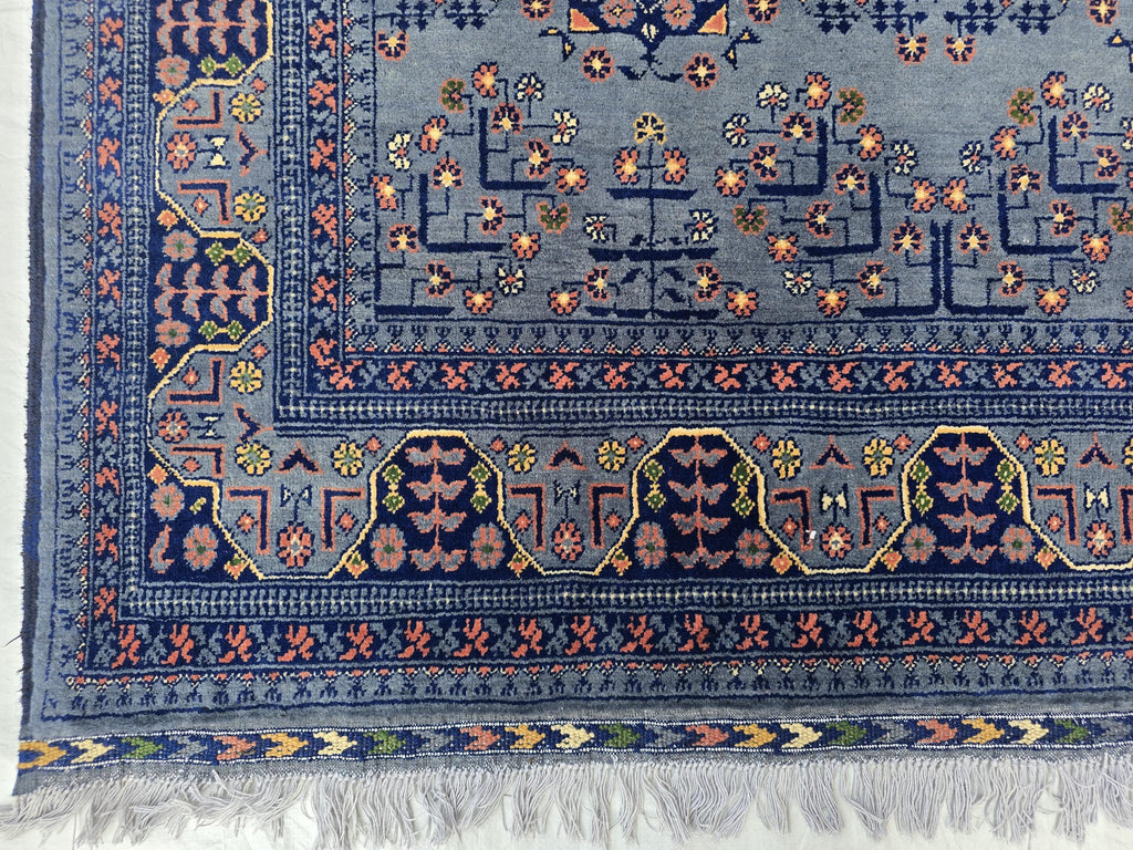 6x10 Large Bukhara Rug – Handwoven Silver Gray Wool Carpet – Traditional Afghan Design – Oriental Area Rug, Perfect for Living Room 300x199