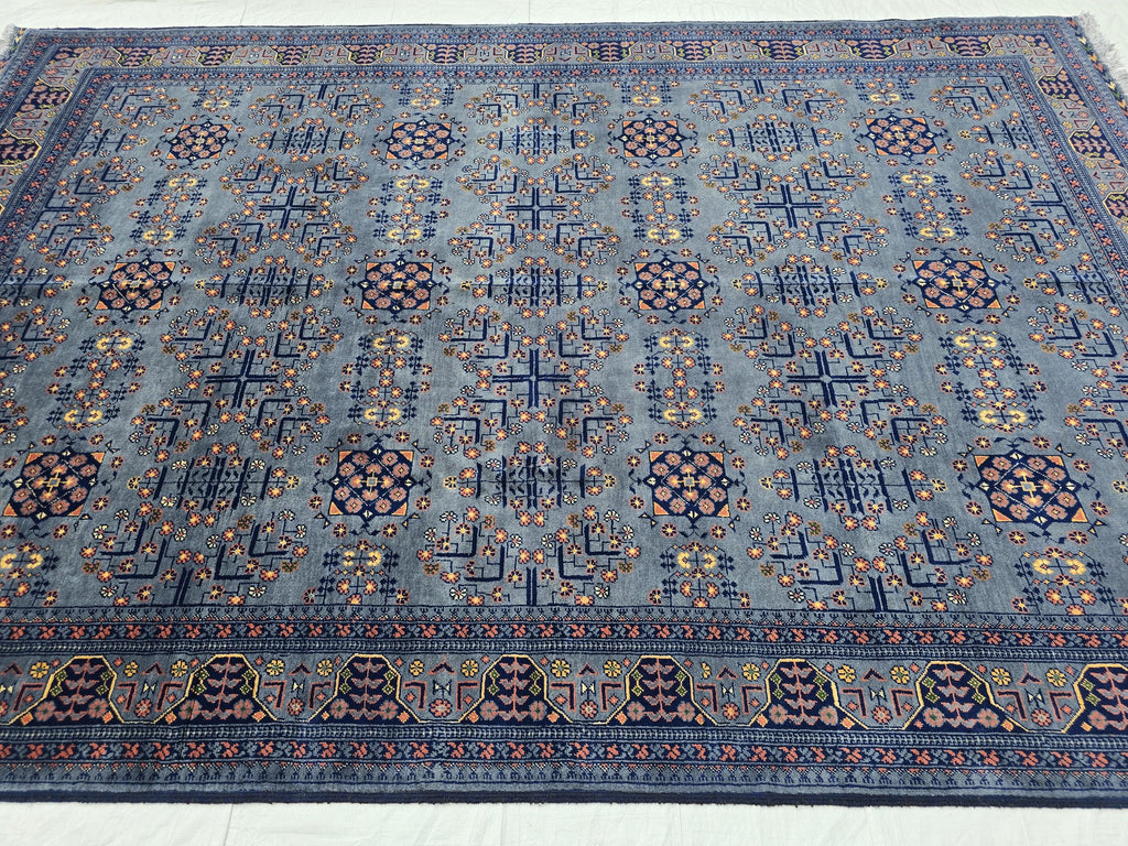 6x10 Large Bukhara Rug – Handwoven Silver Gray Wool Carpet – Traditional Afghan Design – Oriental Area Rug, Perfect for Living Room 300x199