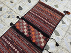 Tribal Afghan Saddlebag Rug – Vintage 4.9x2.1ft – Handmade Wool Bag for Horse, Camel, Wall Hanging