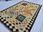 4x6 Flatweave Afghan Handwoven Rug, Turkmen Wool Area Rug, Persian Home Decor Rug, Affordable Price, Bedroom Rug, Kitchen Rug, entryway rug