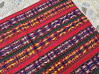 4'5x4'5 Square Kilim Afghan Handmade, Turkmen Geometric Wool Area Rug, Perfect for Dining Table, Living Room, Bedroom Rug 140x140