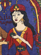 3x4 Laila Majnu Pictorial Rug Wall Hanging | Handmade Afghan Art Rug | Tribal Wool Wall Decor | Oriental Storytelling Tapestry, Wall Decor
