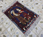 3x4 Laila Majnu Pictorial Rug Wall Hanging | Handmade Afghan Art Rug | Tribal Wool Wall Decor | Oriental Storytelling Tapestry, Wall Decor