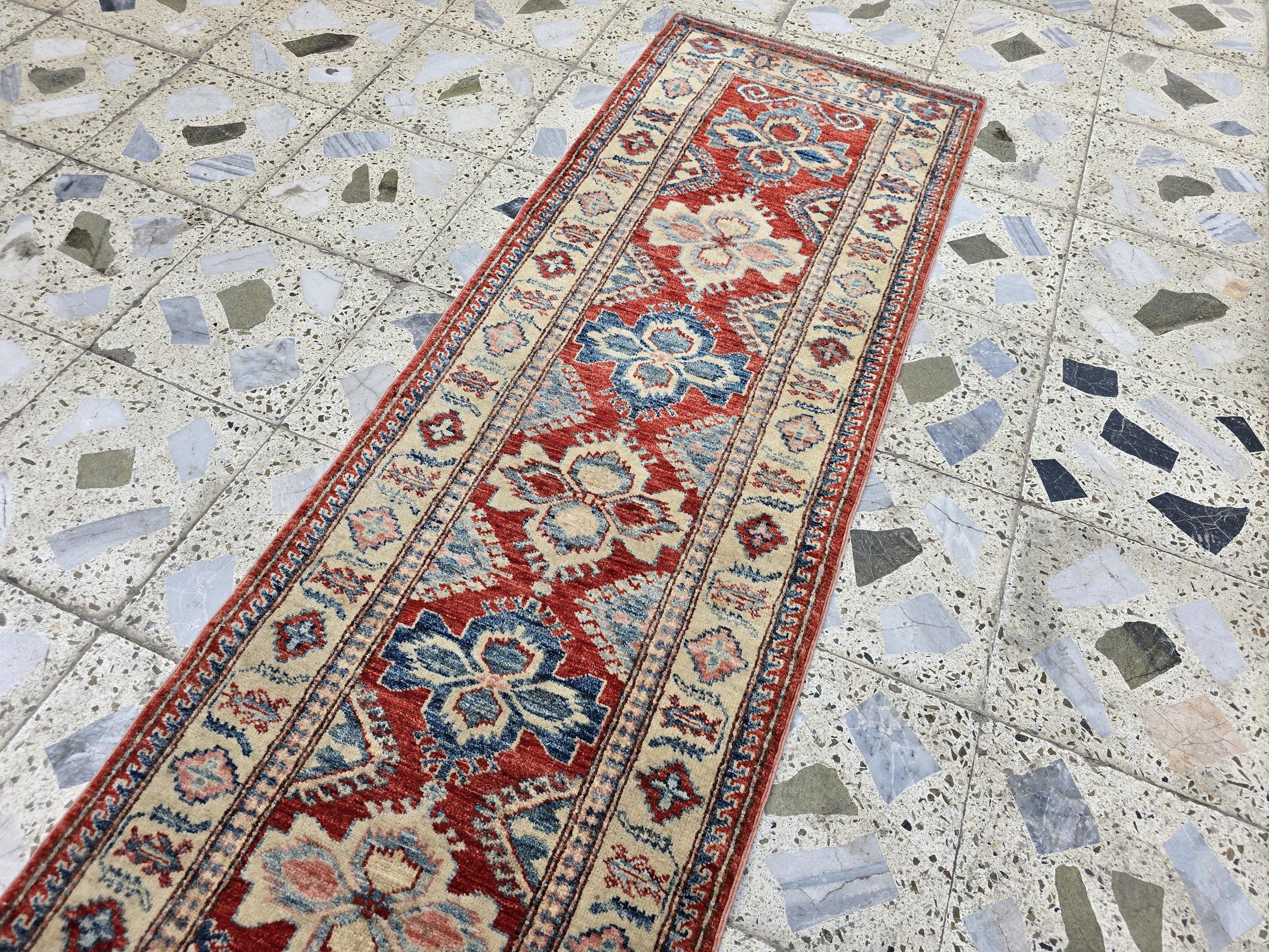 Vintage Kazak Hallway Narrow Runner, 2x6ft Afghan Handwoven Antique Rug, Narrow Corridor Runner, Entryway Rug, Hallway Rug 204 x 60